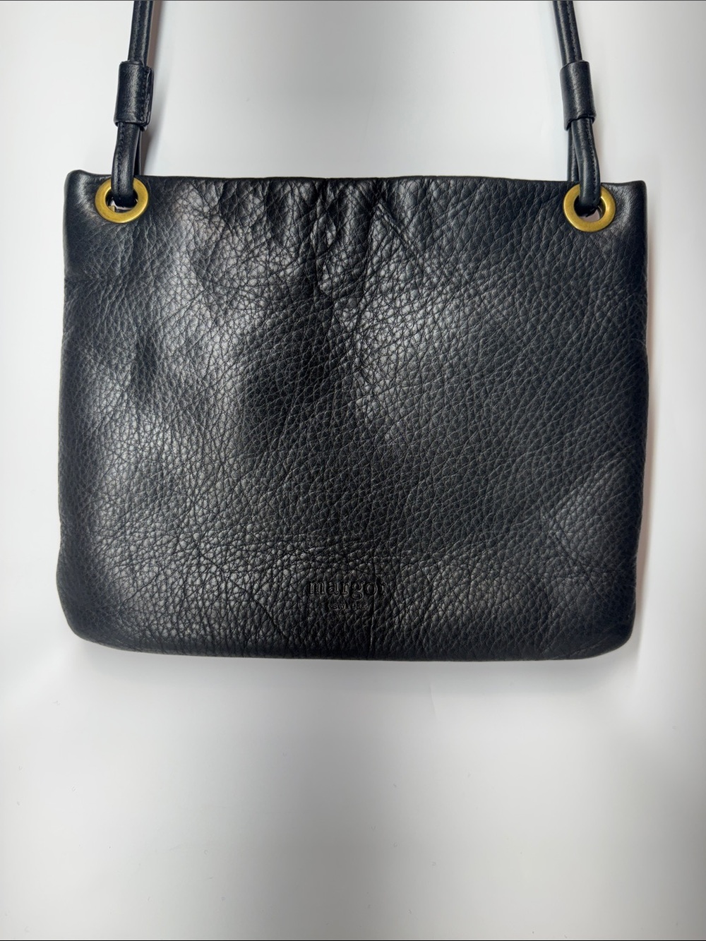 Margot New York Black Pebbled Leather Crossbody Bag